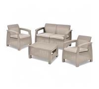 Set salotto da giardino composto da 1 divano 2 poltrone e 1 tavolino per esterno Keter corfù