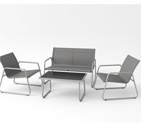 Set Salotto da Giardino con 2 Sedie Divano e Tavolino per Patio Esterno Grigio