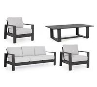 Set Salotto da Giardino Divano 2 Poltrone e Tavolino Baltic Antracite