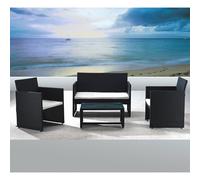 Set Salotto da Giardino Divano + 2 Poltrone + Tavolino Valencia Nero