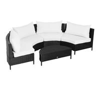 Set Salotto da Giardino Divano in Rattan Sintetico e Tavolino Nero