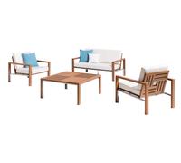 Set Salotto da Giardino in Acciaio e Sumpar Wood Divano 2 Poltrone e Tavolino Kraus Donatello