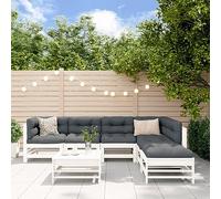 Set salotto da giardino, in legno massello bianco, con cuscino, per balcone, terrazza, set robusto per conversazioni accoglienti