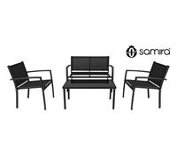 Set salotto da giardino in textilene nero, salotto da esterno mod. Capri