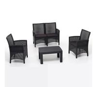 Set salotto da giardino London antracite polipropilene stile rattan con cuscini