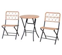 Set Salotto da Giardino Pieghevole 2 Sedie e Tavolino in Acciaio e Polirattan Maui Nero e Naturale