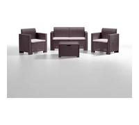 SET SALOTTO, GIARDINO NEBRASKA 4 POSTI IN ECORATAN - BIANCO,MARRONE,ANTRACITE