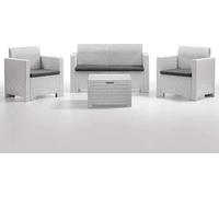 SET SALOTTO, GIARDINO NEBRASKA 4 POSTI IN ECORATAN - BIANCO,MARRONE,ANTRACITE