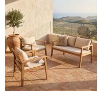 Set Salotto Giardino Teak Massello Divano 2 Poltrone Esterno Cuscini SUNWOOD