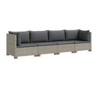 Set salotto in rattan naturale, 4 pezzi, con cuscini in schiuma e telaio in | Design modulare, tessitura artigianale, schiuma ad alta resilienza, uso versatile, struttura stabile