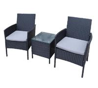 Salotto in rattan con struttura interna in acciaio due poltrone e tavolo Radical