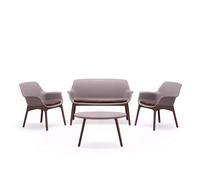 Set Salotto Resina Divano Interno Esterno Lounge Bar Luxor Tortora con Cuscini