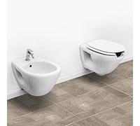 Inbagno Set Sanitari Bagno sospesi per disabili con WC con Apertura Frontale, in Ceramica Bianca Lucida, Completo di Sedile Copri WC