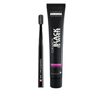 Set Sbiancante Per Denti Curaprox | Adulti | Dentifricio Al Carbone Attivo E Spazzolino Morbido | Dentifricio Da 90 Ml + Spazzolino Nero