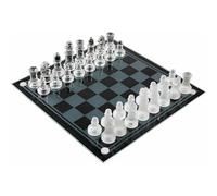Set Scacchi in Vetro Scacchiera Moderna Gioco Classico con 33 Pezzi 20 x 20 cm