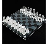 Set Scacchi Set di scacchi in vetro gioco da tavolo trasparente con pezzi glassati e chiari, feltro in basso, for famiglia notte, bambini, ragazzo o ragazza Per Gioco Famiglia(20cm/7.8inch)
