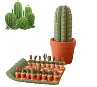 Set Scacchiera Di Cactus, 32 Pacchetti Di Scacchiera Da Viaggio Portatile Di Cactus Arrotolabile, Scacchi Stampati In 3D Con Design Di Piante, Ornamenti Da Tavolo Di Scacchi Divertenti