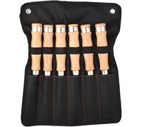 Set scalpelli per legno, costruzione Cr-V, manici in legno con estremità a martello per intagliare, larghezza testa di taglio: 8 mm, 14 mm, 16 mm, 18 mm, 32 mm, 38 mm, set da 6 pezzi