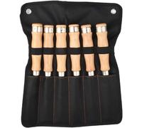 Set scalpelli per legno, costruzione Cr-V, manici in legno con estremità a martello per, intaglio, larghezza testa taglierina: 8 mm, 14 mm, 16 mm, 18 mm, 32 mm, 38 mm, set da 6 pezzi