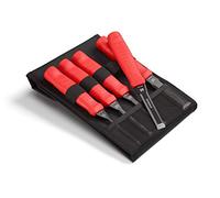 Set scalpello per legno 5 pezzi 6, 10, 12, 16, 25mm di Hultafors I Lama in acciaio giapponese di alta qualità I Scalpello giapponese con una robusta fondina I Per lavori di precisione pesanti I 390005