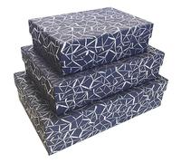 Set Scatole in Cartone Pregiato, Scatole Cartone con Coperchio, Scatole Regalo, Set da 3, 24x16x7cm + 30x20x7,5cm + 35x23x9cm, Decorazione in Oro, con Carta Usomano. Fantasia: Geometrico