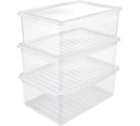 Set scatole portaoggetti 3x11 L, plastica, trasparente naturale, 39 x 26,5 x 14 cm KEEEPER