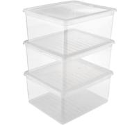 Set scatole portaoggetti 3x18 L, plastica, trasparente naturale, 39 x 33,5 x 18 cm KEEEPER
