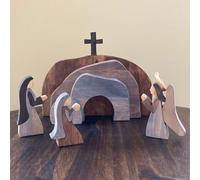 Set Scena Resurrezione di Pasqua, Decorazione Scena Resurrezione in Legno, Set Presepe Scena Pasquale, Statuetta Pasquale Religiosa Artigianale, Decorazioni Presepe Cristiano di Gesù