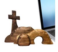 Set scena resurrezione di Pasqua - Set scena resurrezione di Pasqua con figurine della croce di Gesù, | Decorazioni da tavola cristiane per la casa, mensole, mensole a muro, decorazioni spirituali