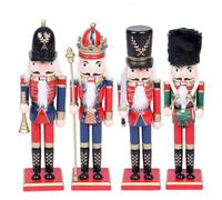 Set schiaccianoci natalizio da 30,5 cm, in legno, dipinte a mano, con figure rosse e verdi e dorate, per albero delle vacanze, decorazione per camino, caminetto, ornamento per libri di fiabe B+C+D)