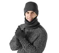 Set Sciarpa Cappello Guanti Donna Uomo,3 in 1 Cappello Sciarpa e Guanti,Set Guanti Cappello e Sciarpa Donna Uomo,Berretto Invernale Uomo,Guanti Scooter Invernali per Caldo e Antivento (grigio scuro)