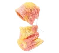 Set sciarpa e cappello in lana di agnello tie dye per uomo e donna, accessorio alla moda resistente al freddo, Colore 3 Suit, Taglia unica