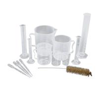 Set Science Lab con cilindri da 10 ml, 25 ml, 50 ml, 100 ml, 50 ml, 100 ml, 250 ml, 500 ml, 1000 ml e pipette contagocce per liquidi