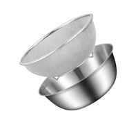 Set Scolapasta In Acciaio Inossidabile - Colino A Rete Da 2 Pezzi E Kit Per Mescolare, Scolapiatti Resistente Alla Ruggine Con Design Con Piedino, Sciacquatrice Per Cereali E Bacinella Per Fru