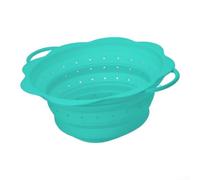 Set scolapasta pieghevole in silicone, cestino per scolare verdure per pasta, riso, tagliatelle, resistente al calore, con manici, 33,2 cm (verde)