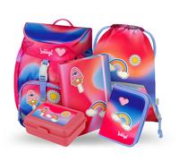 Set scolastico Airy Duha rosso: Zaino, astuccio, sacca, cartelle, box