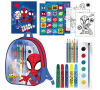 Set scolastico di Spidey e i suoi fantastici amici: zaino trasparente con materiali artistici e accessori - Zaino da disegno di Spidey con quaderno, colori, acquerelli e adesivi