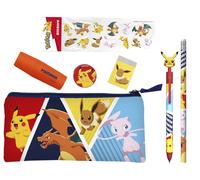 CYPBRANDS Marchi CyP: Pokémon, set di cancelleria, astuccio, gomma, temperamatite, penna a sfera, evidenziatore, adesivi, multicolore, prodotto ufficiale