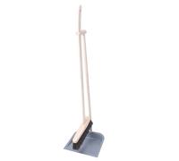 |Set scopa e paletta a manico lungo - spazzola verticale e paletta - utensili in legno e metallo - set di Paletta e Spazzola con Manico Lungo (grigio)