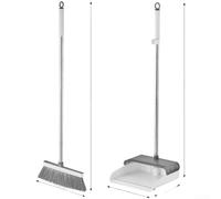 Set scopa e paletta con manico lungo con setole morbide e denti a pettine per la depilazione, spazzola in plastica con manico in acciaio inossidabile per la pulizia dei pavimenti domestici, colore