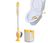 Set scopino e supporto per WC, scopino e supporto per WC Detergente per | Cartone animato per il bagno WC Scopino Scrubber Pulizia prof Giallo