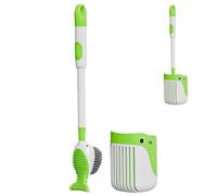 Set scopino e supporto per WC, scopino e supporto per WC Detergente per | Cartone animato per il bagno WC Scopino Scrubber Pulizia prof Verde