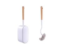 Set scopino per WC a Parete con Manico Lungo in Legno - Detergente per WC in termoplastica per Uno Scarico Semplice e Una Pulizia efficiente del Bagno