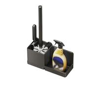 Set scopino per WC a Parete - Senza Angolo Morto, scopino per WC in plastica e Supporto per Accessori da Bagno (Nero) - Strumento Essenziale per la Pulizia del WC