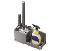 Set scopino per WC a Parete - Senza Angolo Morto, scopino per WC in plastica e Supporto per Accessori da Bagno (Nero) - Strumento Essenziale per la Pulizia del WC
