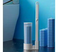 Set scopino rotante per WC con manico lungo, 24 testine di ricambio usa e getta, kit stantuffo per WC e bastoncino per strofinare - Strumenti di pulizia bianco puro per una cura del bagno senza sforzo
