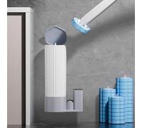Set scopino Rotante per WC con Manico Lungo e 24 testine USA e Getta, Kit Completo per la Pulizia del WC con stantuffo e Bastoncino per strofinare - Bianco Puro, efficiente e igienico