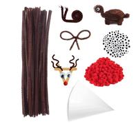 Set Scovolini Marroni Da 500 Pezzi, Scovolini Per Artigianato, Pon Pon Rossi, Occhi Artigianali Autoadesivi, Sacchetti Di Caramelle Trasparenti, Per Natale Fai Da Te Fatti A Mano