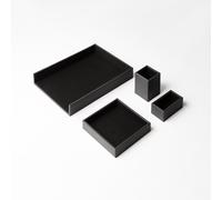 Set Scrivania Cuoio Nero - 4 Pezzi - Design Moderno Lavorazione Artigianale