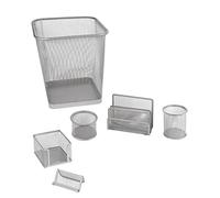 Set scrivania Lebez 6 Pz. accessori in rete argento art.1426 [1426-S]